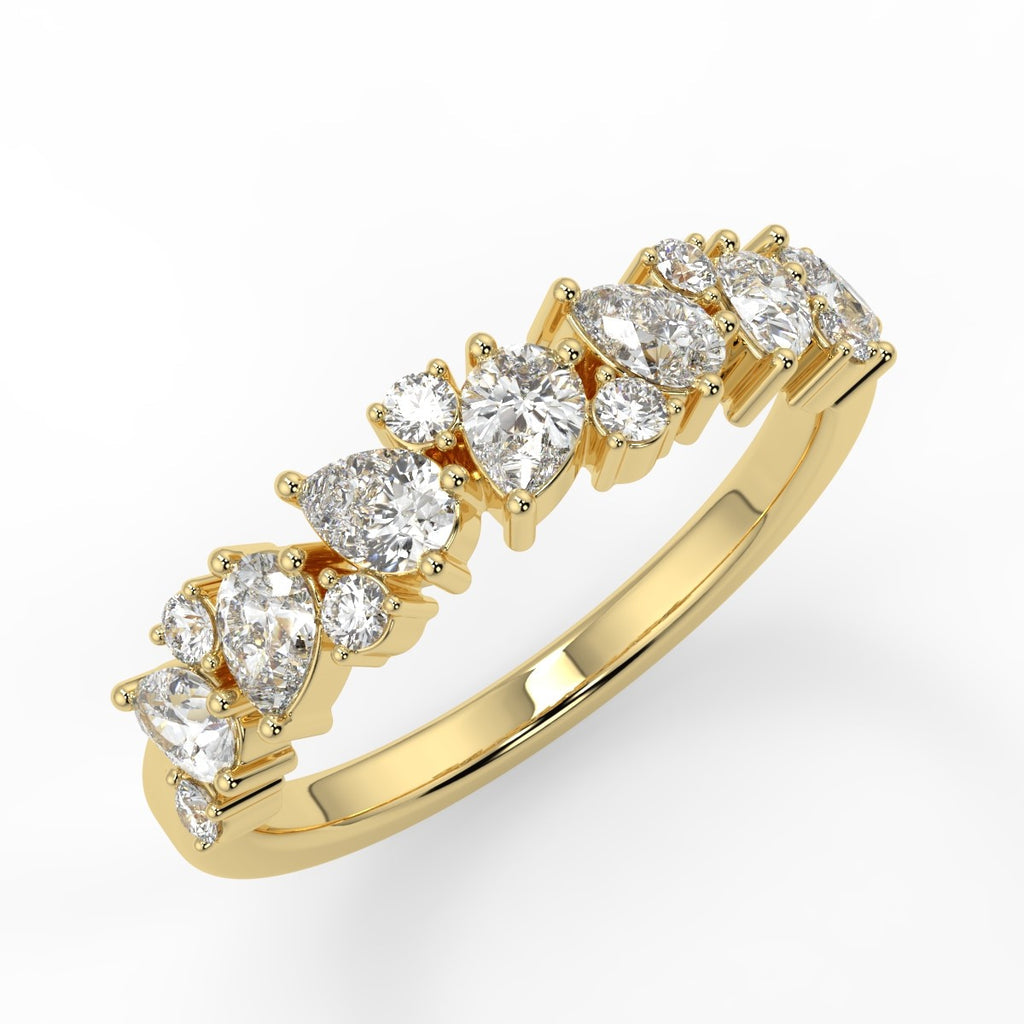 Stunning 0.66 TCW Round & Pear Moissanite Stones Cluster Wedding Band 1