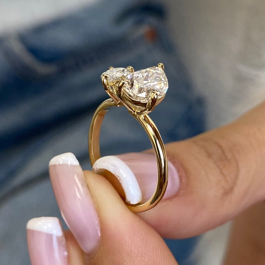 Stunning 1.50 CT Pear Moissanite Engagement Ring with Two Stone Design 2