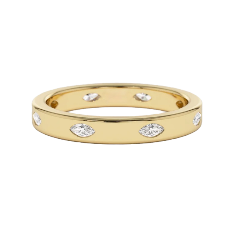 Stunning 0.2 TCW Marquise Moissanite Stones in Full Eternity Wedding Bands 1