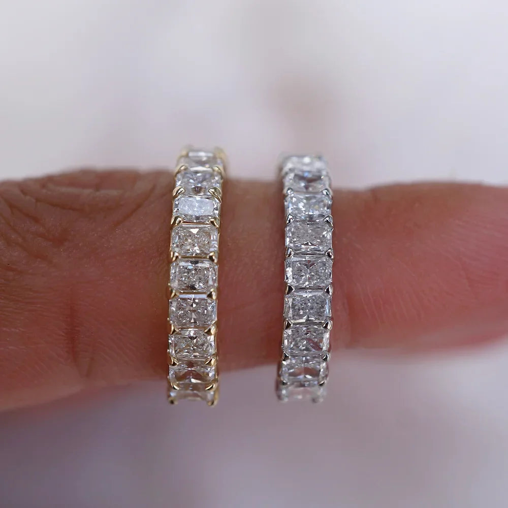 Stunning 0.80 CT Radiant Moissanite Stones Full Eternity Wedding Band 2