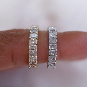 Stunning 0.80 CT Radiant Moissanite Stones Full Eternity Wedding Band