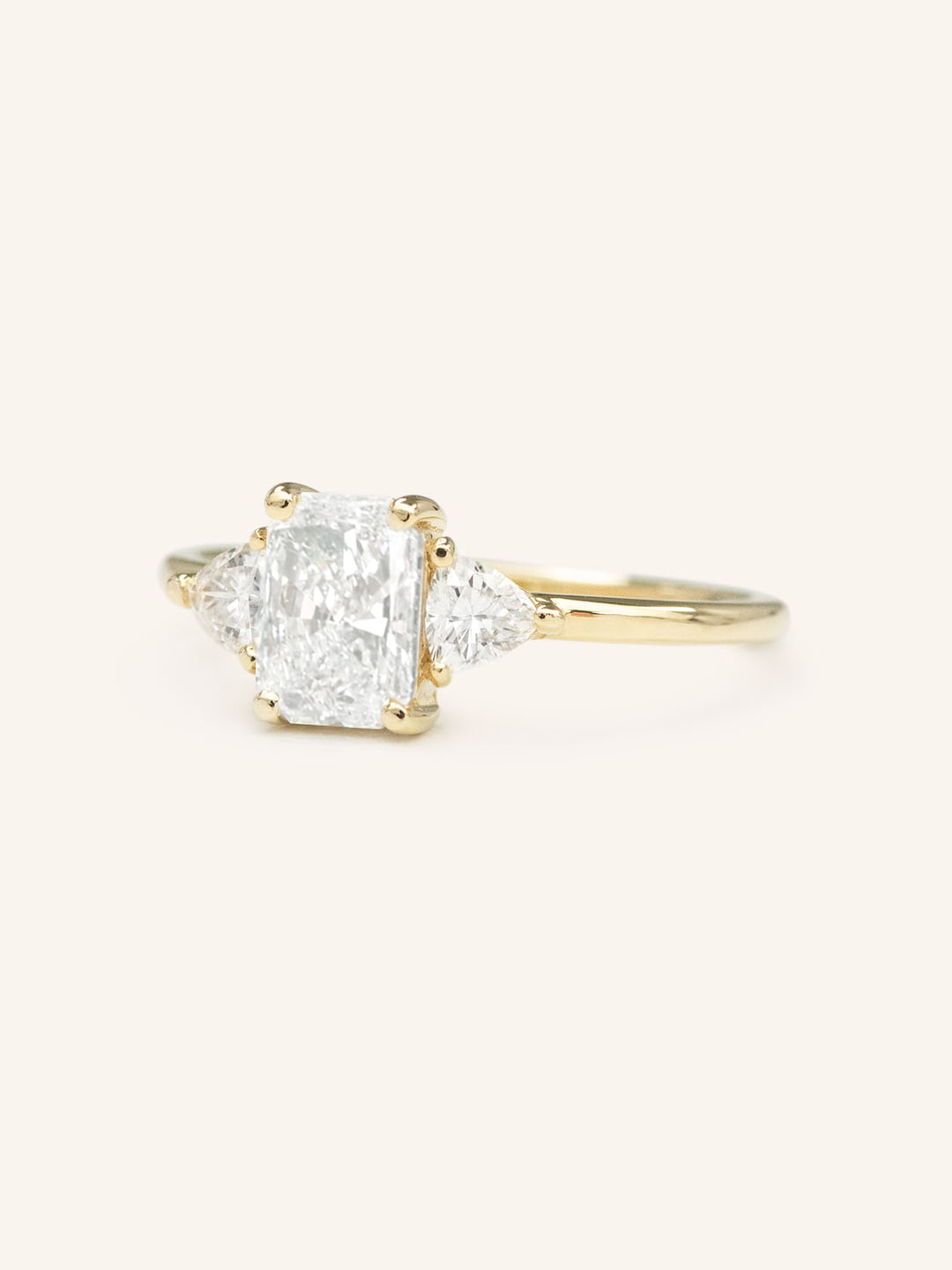 Stunning 1 CT Radiant Moissanite Engagement Ring With Three Stone Design 2