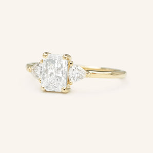 Stunning 1 CT Radiant Moissanite Engagement Ring With Three Stone Design