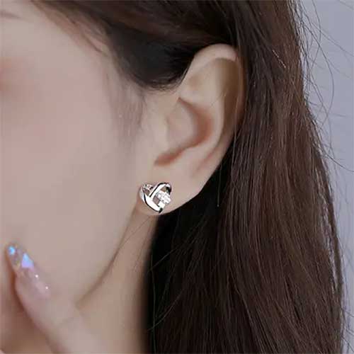 Round Cut Cubic Zirconia in 925 Sterling Silver Earrings 2