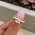 Stunning 3 CT  Pear Moissanite Engagement Ring in Pave Design 6