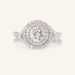 Stunning 1.0 CT Round Moissanite Engagement Ring with Double Halo Design 2