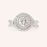 Stunning 1.0 CT Round Moissanite Engagement Ring with Double Halo Design 2