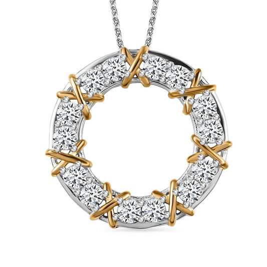 Round Cut Cubic Zirconia in 925 Sterling Silver Necklace 1