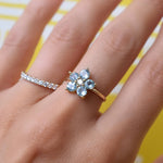 1.25 TCW Round Aquamarine Lab Made Diamond- March Birthstone Engagement Ring 7
