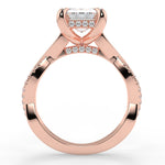 Stunning 2.53 CT Emerald Moissanite Engagement Ring with Twisted Pave Design 9