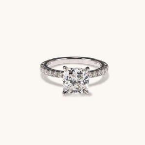 Stunning 2.61 CT Cushion Moissanite Engagement Ring with Pave Design