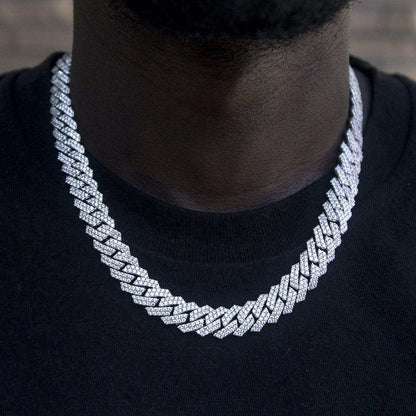 70 CT Round Moissanite Diamond Prong Link Silver Necklace For Him