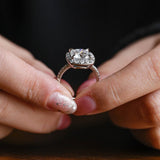 Stunning 1.0 - 2.0 CT Cushion Moissanite Engagement Ring With Pave & Halo Design 7