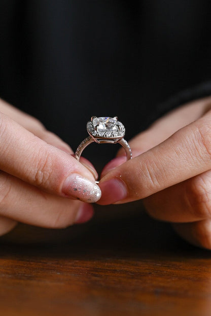 Stunning 1.0 - 2.0 CT Cushion Moissanite Engagement Ring With Pave & Halo Design 7