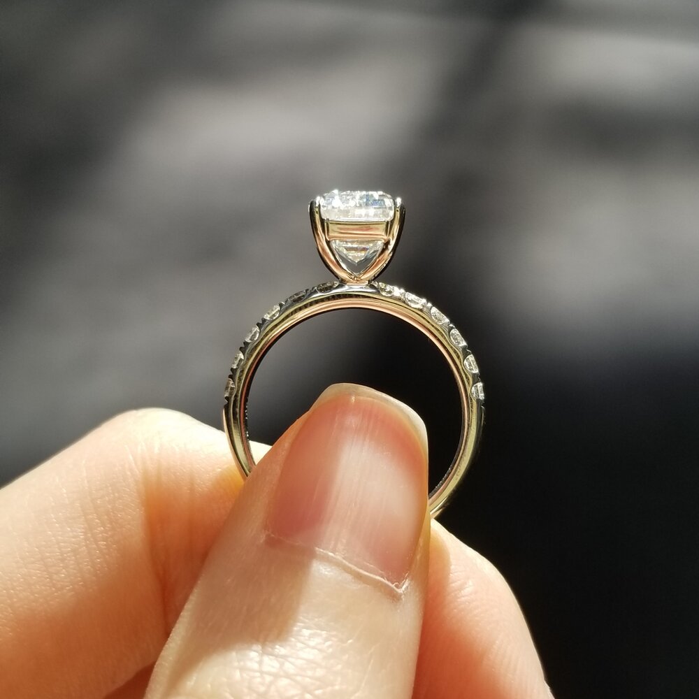 Emerald Pave Lab Grown Diamond Engagement Ring