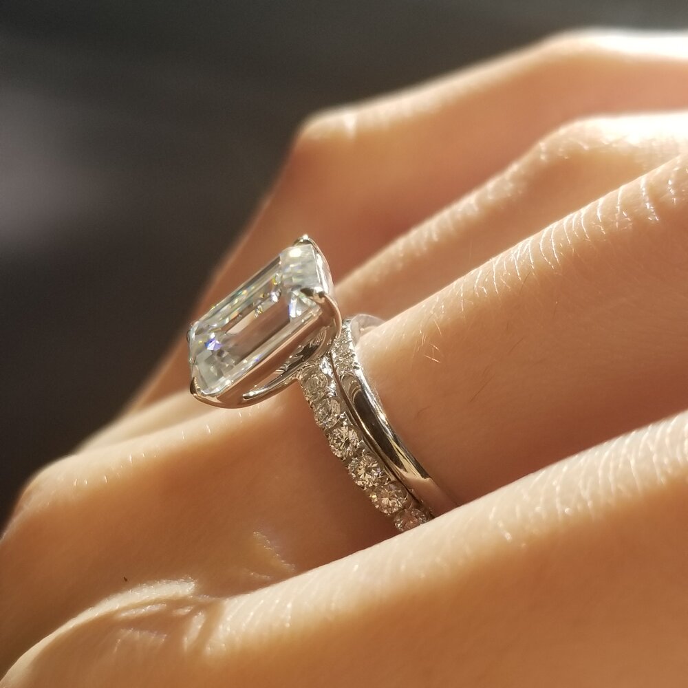 Emerald Pave Lab Grown Diamond Engagement Ring