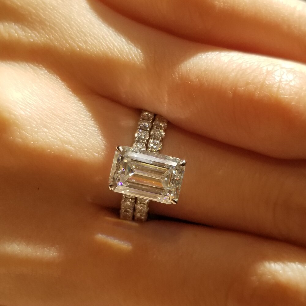 Emerald Pave Lab Grown Diamond Engagement Ring