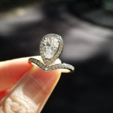 Pear Halo & Pave Lab Grown Diamond Engagement Ring
