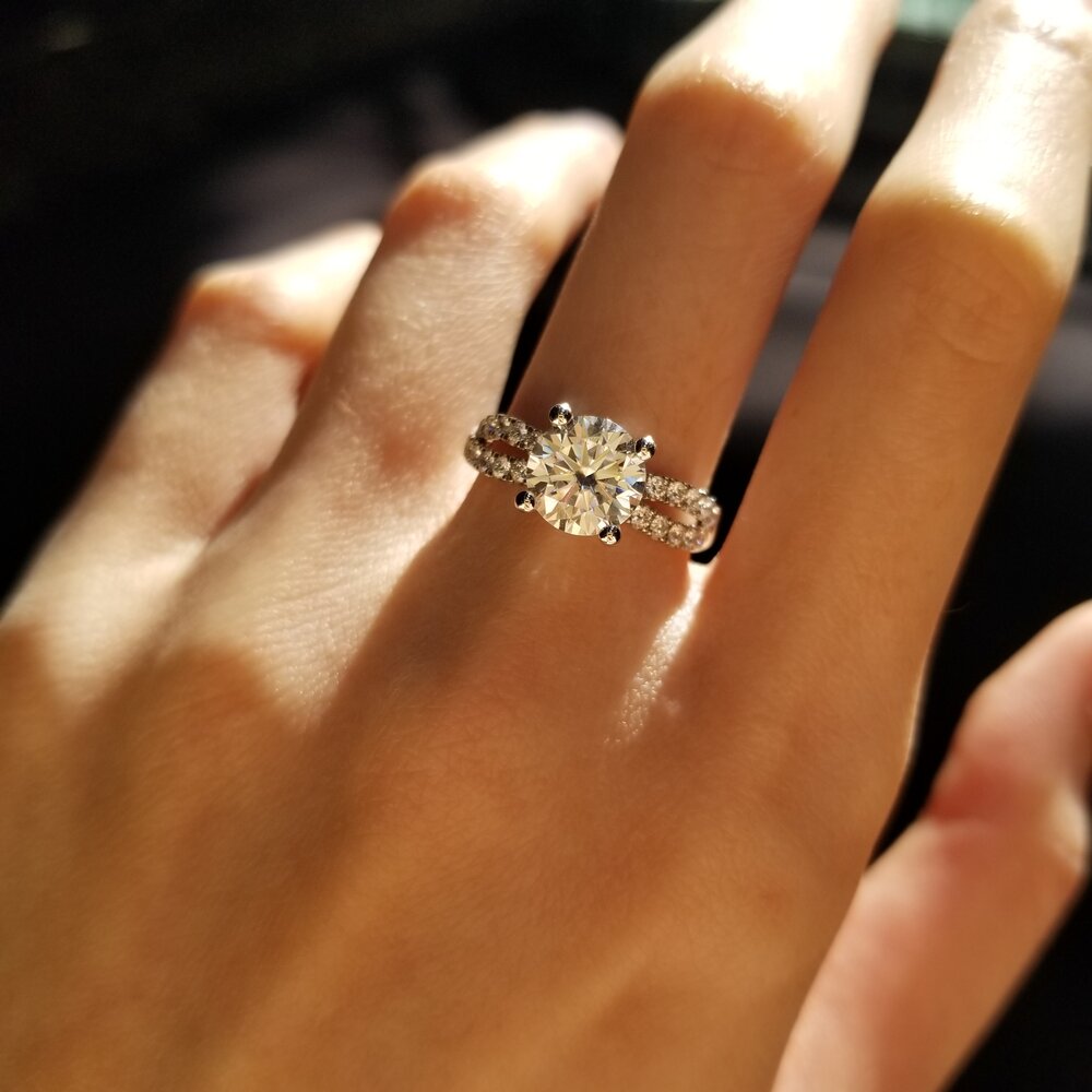 Round Criss Cross Pave Lab Grown Diamond Engagement Ring