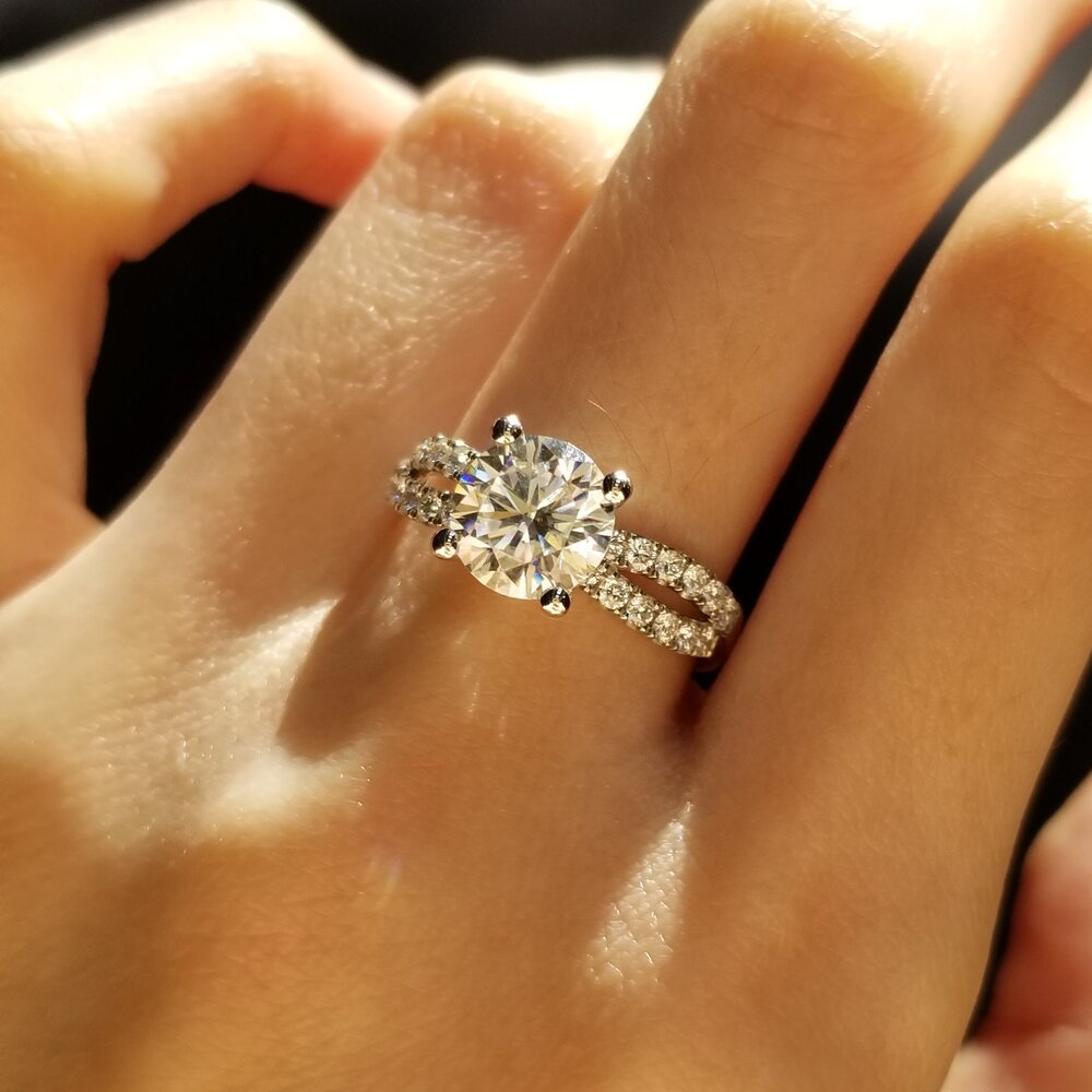 Round Criss Cross Pave Lab Grown Diamond Engagement Ring