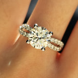Round Criss Cross Pave Lab Grown Diamond Engagement Ring