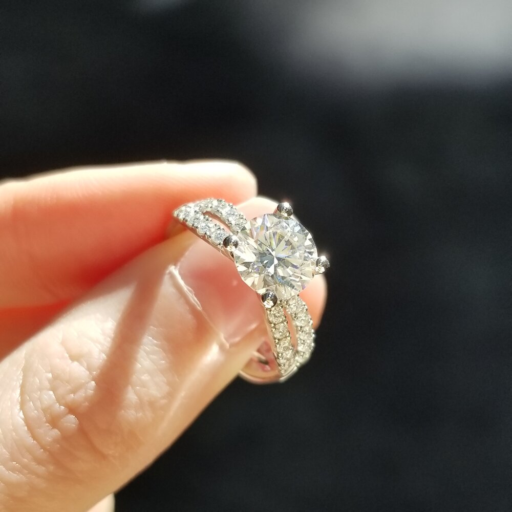 Round Criss Cross Pave Lab Grown Diamond Engagement Ring