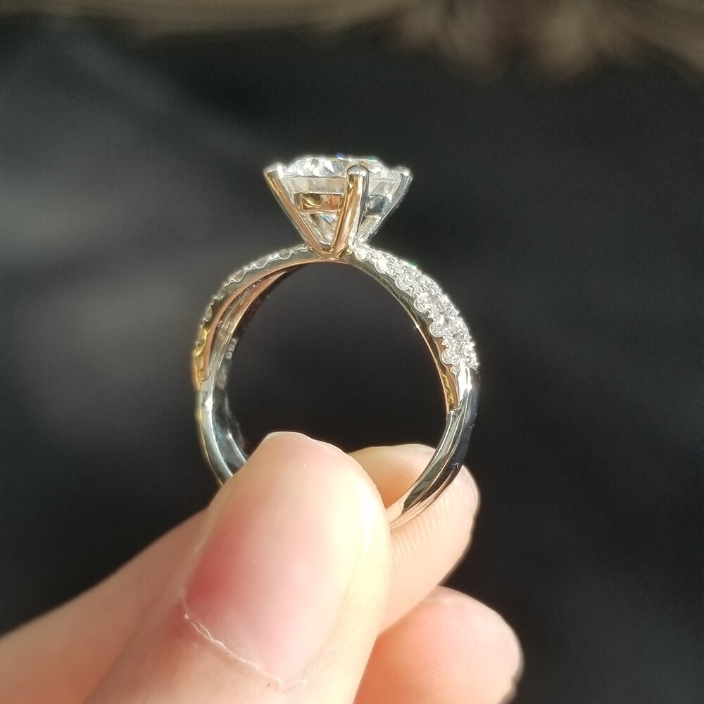 Round Criss Cross Pave Lab Grown Diamond Engagement Ring