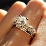 Round Criss Cross Pave Lab Grown Diamond Engagement Ring