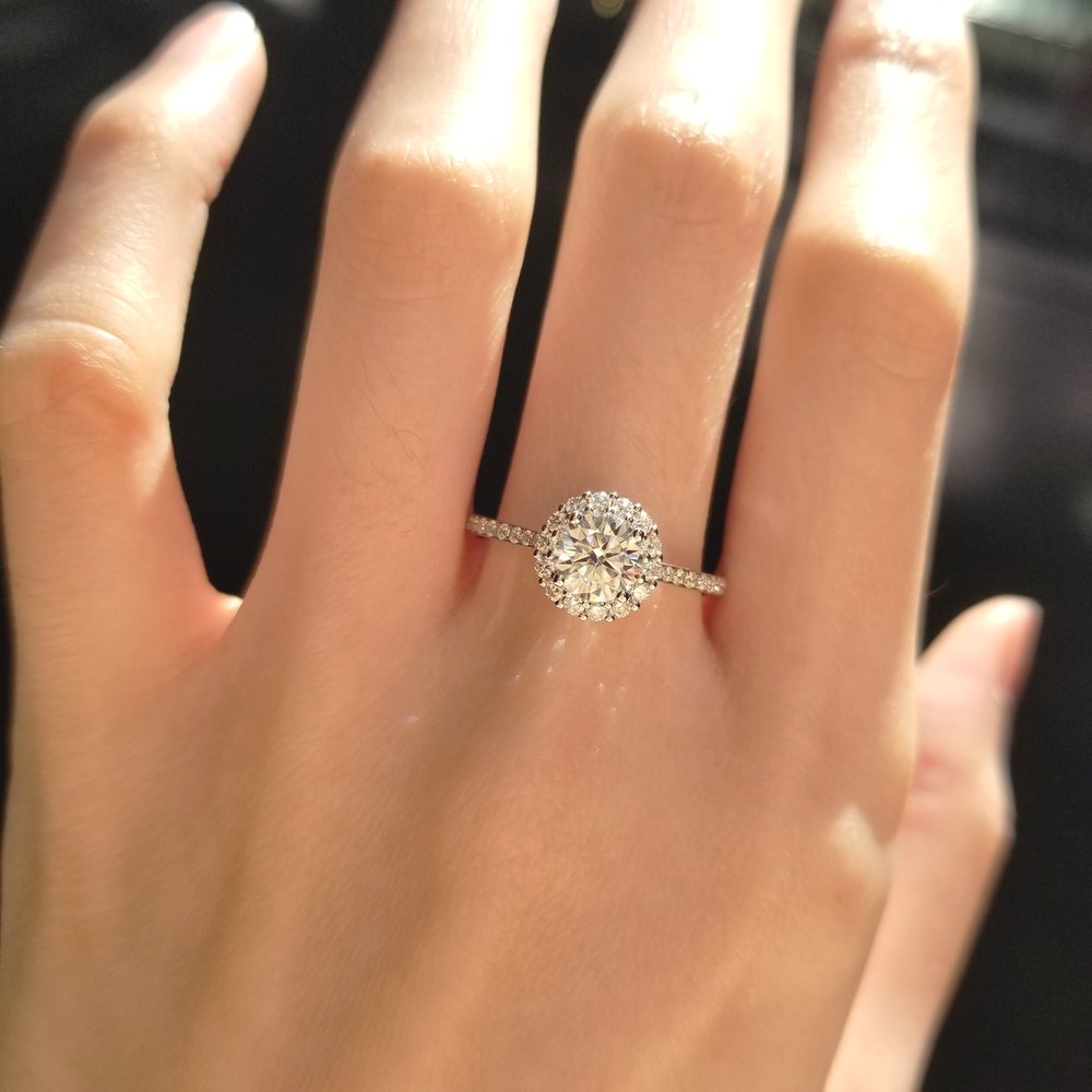 Round Halo & Pave Lab Grown Diamond Engagement Ring