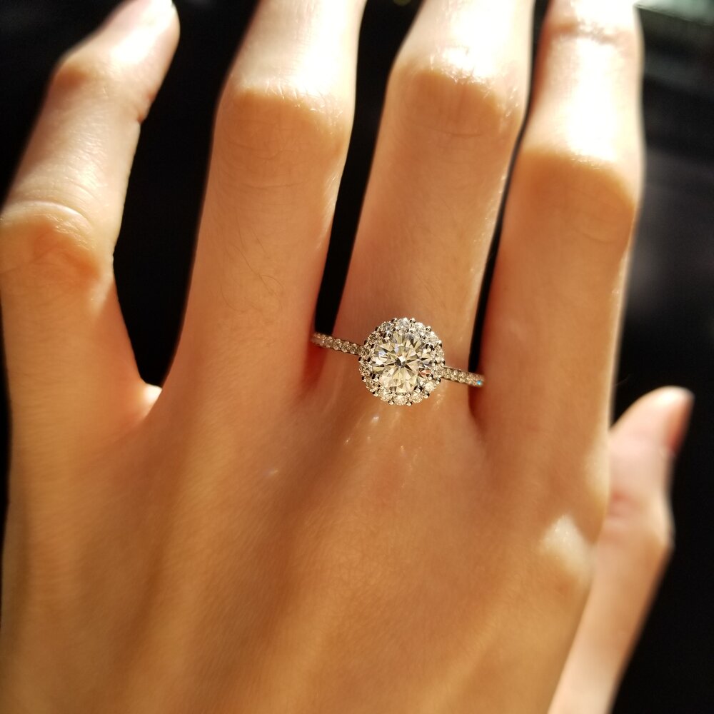 Round Halo & Pave Lab Grown Diamond Engagement Ring