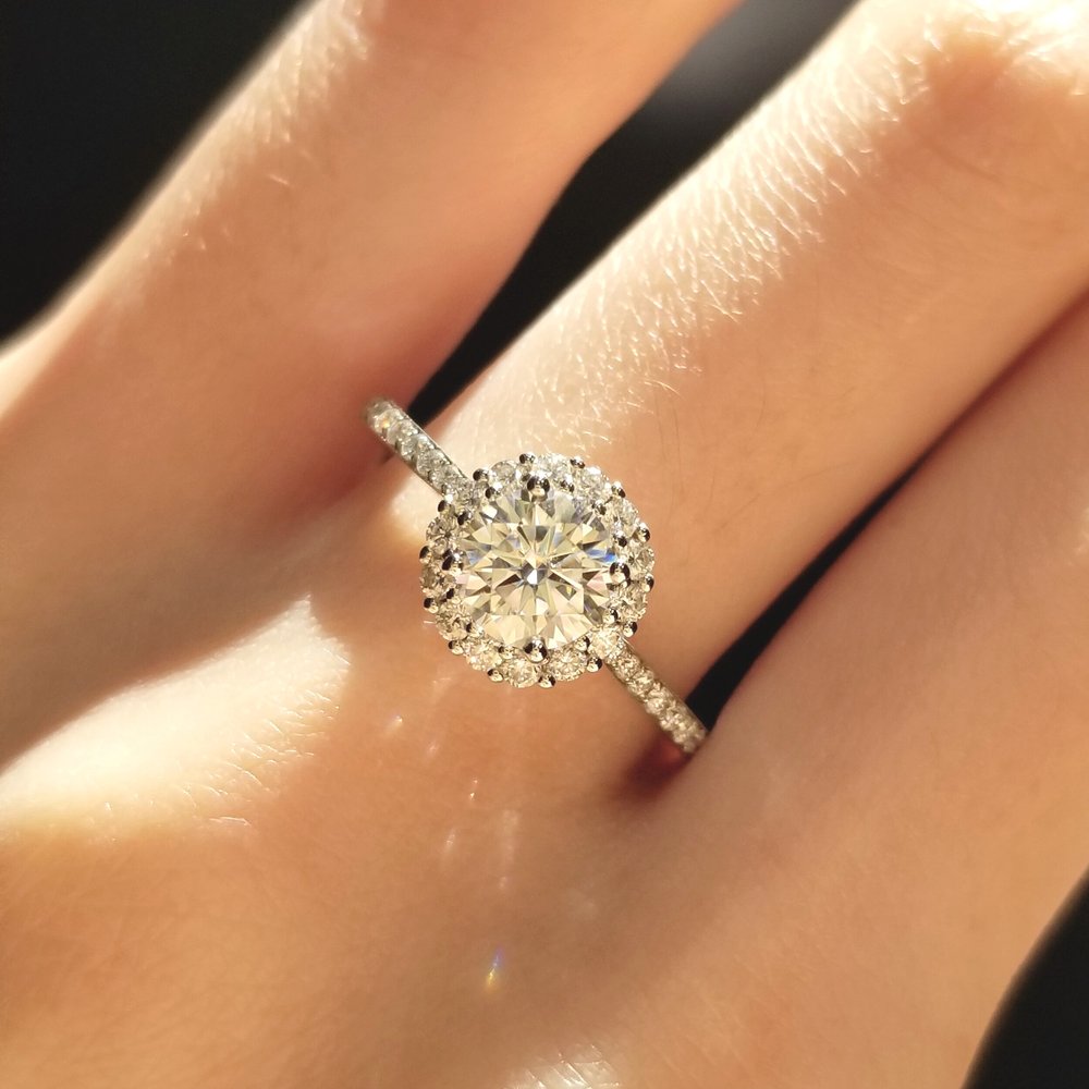 Round Halo & Pave Lab Grown Diamond Engagement Ring