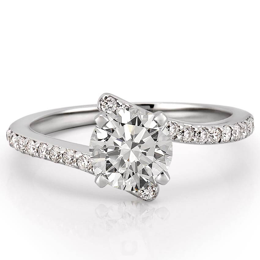 Stunning 0.50-1.50 CT Round Moissanite Engagement Ring With Swirl Design 1