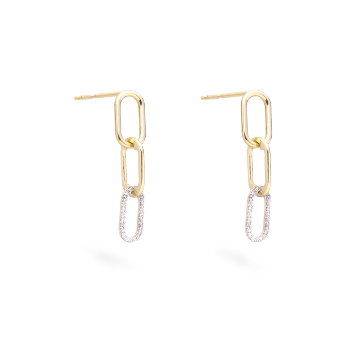 1.0 TCW Round Cut Moissanite Linked Up Earrings in Gold 11