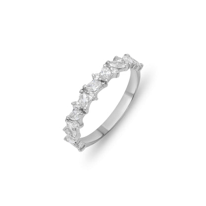 Stunning 0.3 TCW Marquise & Round Moissanite Stones Half Eternity Wedding Band 2