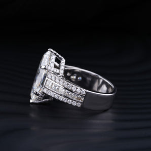 Stunning 6.0 CT Marquise Moissanite Engagement Ring with Triple Pave Design