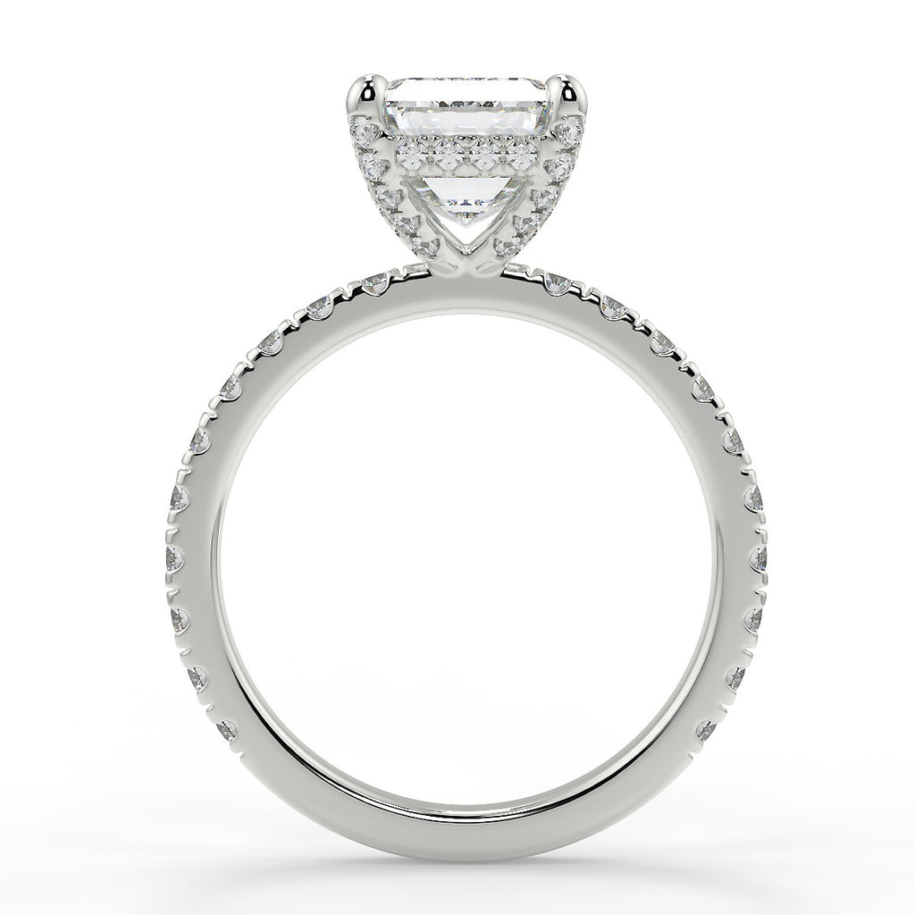 Stunning 2.53 CT Emerald Moissanite Engagement Ring with Hidden Halo & Pave Design 6