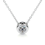 1.0 CT Round Bezel Solitaire CVD F/VS Diamond Necklace 1