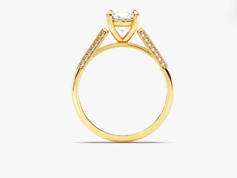 Stunning 1.0 CT Round Moissanite Engagement Ring with Knife Edge Design 3