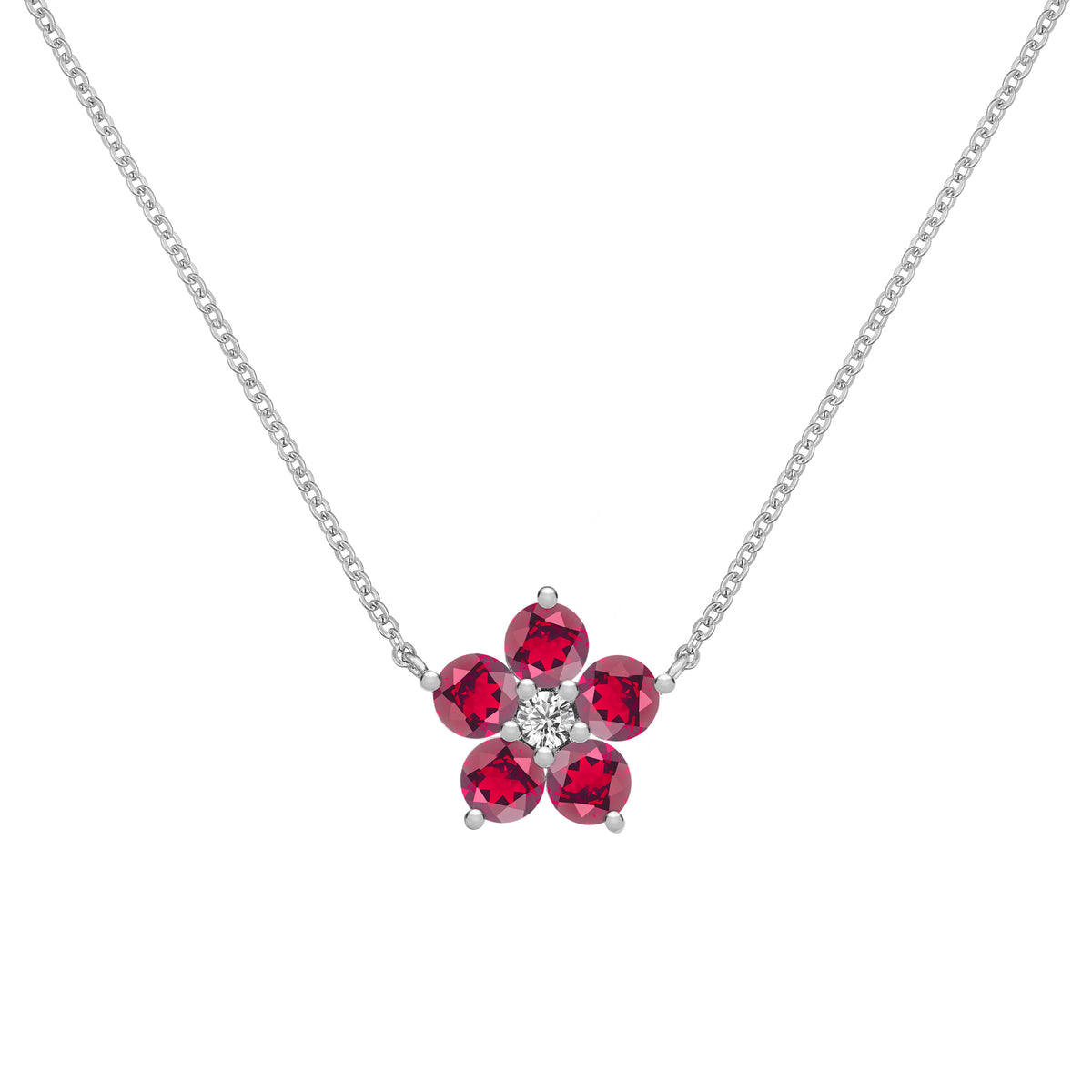 0.08 CT Round Ruby Lab Made Diamond- July Birthstone Necklace 7