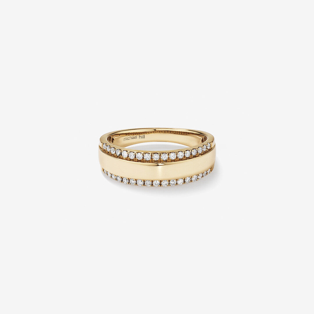 0.37 TCW Round Moissanite Two Row  Men's Wedding Band in Solid Gold 1