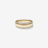 0.37 TCW Round Moissanite Two Row  Men's Wedding Band in Solid Gold 1