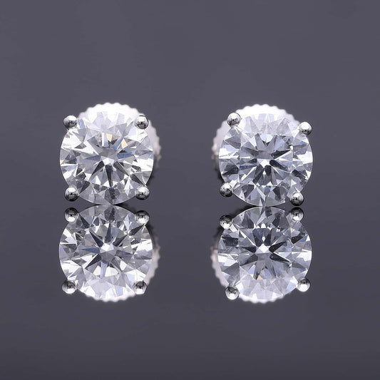 Round Cut Cubic Zirconia in 925 Sterling Silver Earrings 2