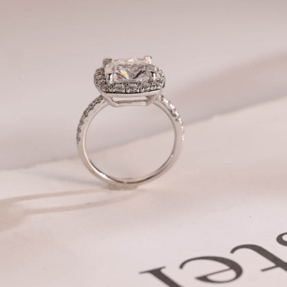 Stunning 1.0 - 2.0 CT Cushion Moissanite Engagement Ring With Pave & Halo Design 8