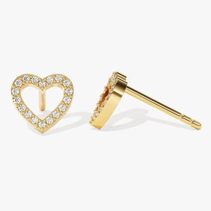 0.50 TCW Round Cut Moissanite Heart Stud Earrings in Gold