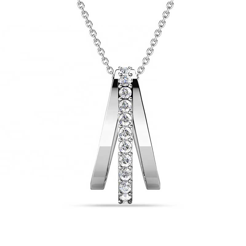 Round Cut Cubic Zirconia in 925 Sterling Silver Necklace 6