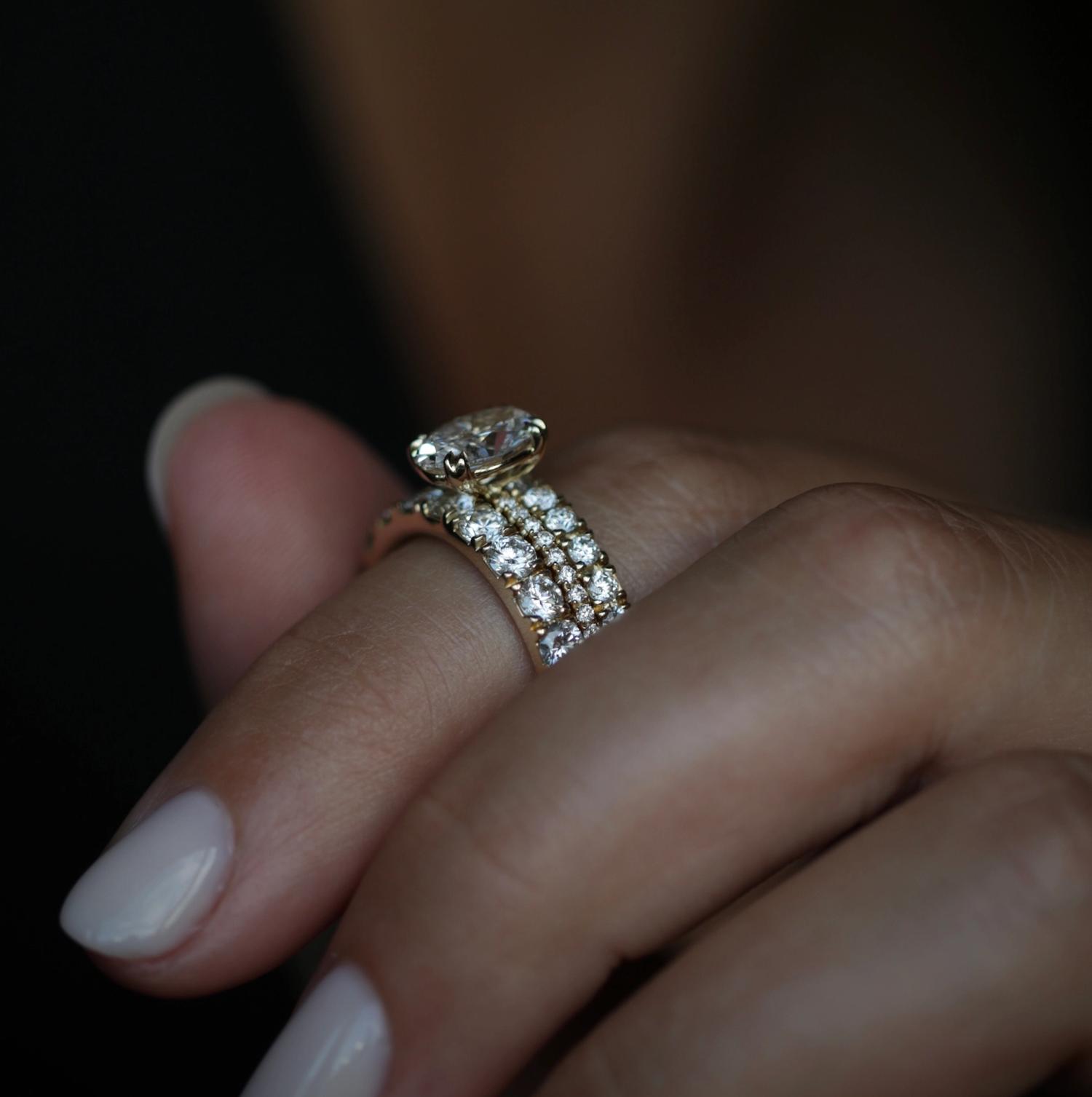 1.21 CT Oval Cut Pave CVD E/VS1 Diamond Engagement Ring 6