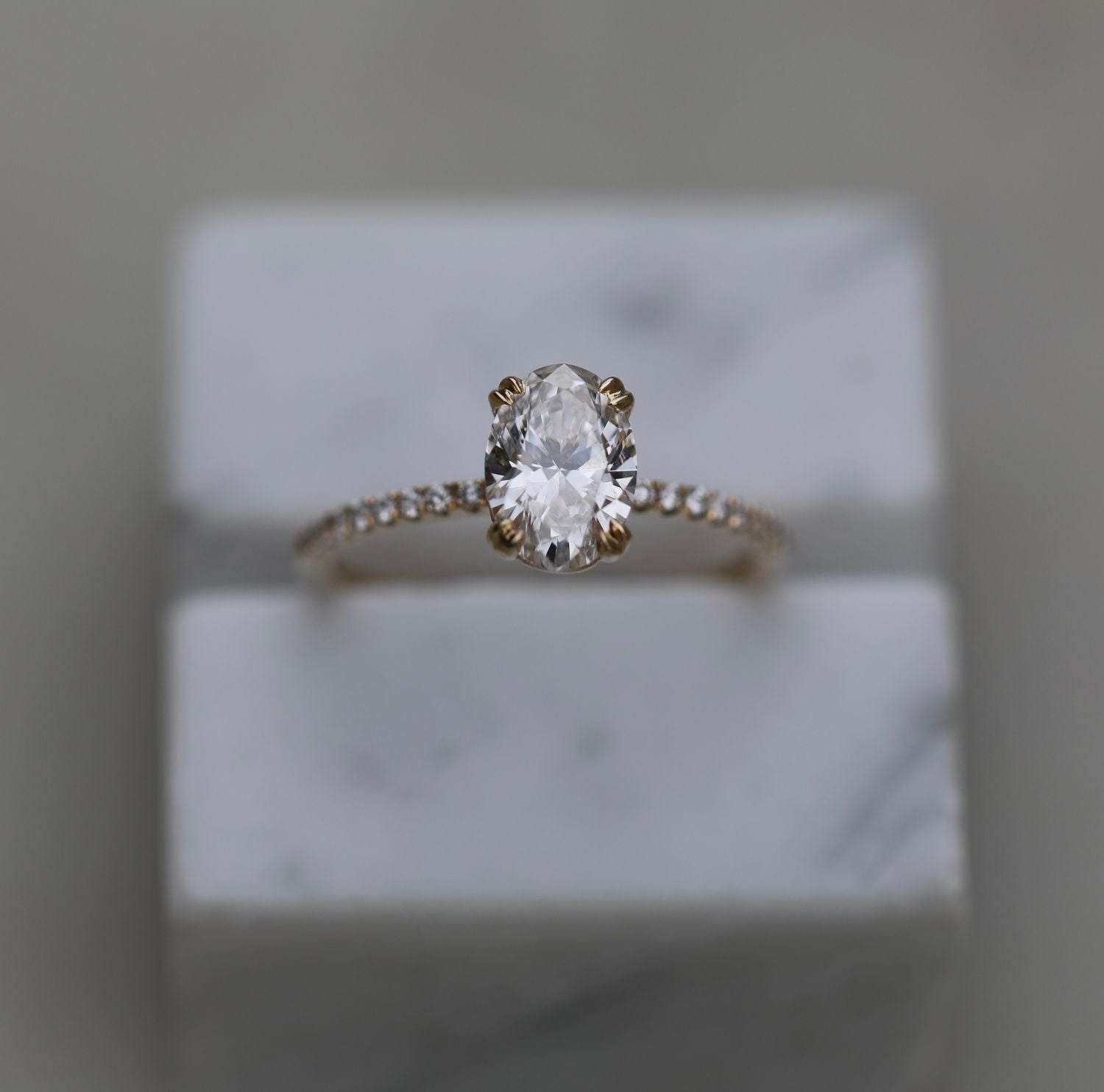 1.21 CT Oval Cut Pave CVD E/VS1 Diamond Engagement Ring 12