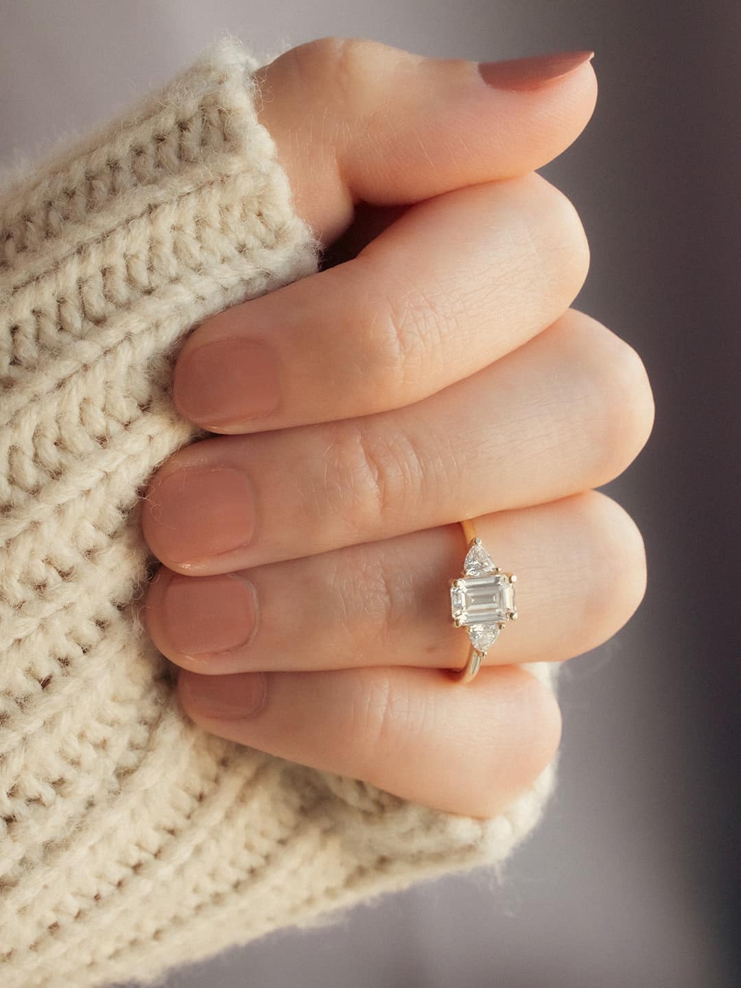 Stunning 2 CT Emerald Moissanite Engagement Ring with Three Stone Design 6