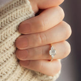 Stunning 2 CT Emerald Moissanite Engagement Ring with Three Stone Design 6