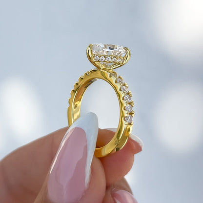 Stunning 3 CT  Pear Moissanite Engagement Ring in Pave Design 5
